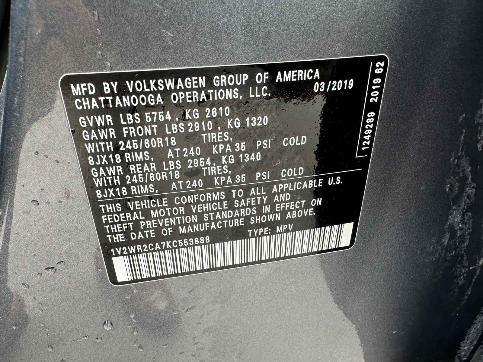 2019 Volkswagen Atlas 3.6L V6 SE w/Technology