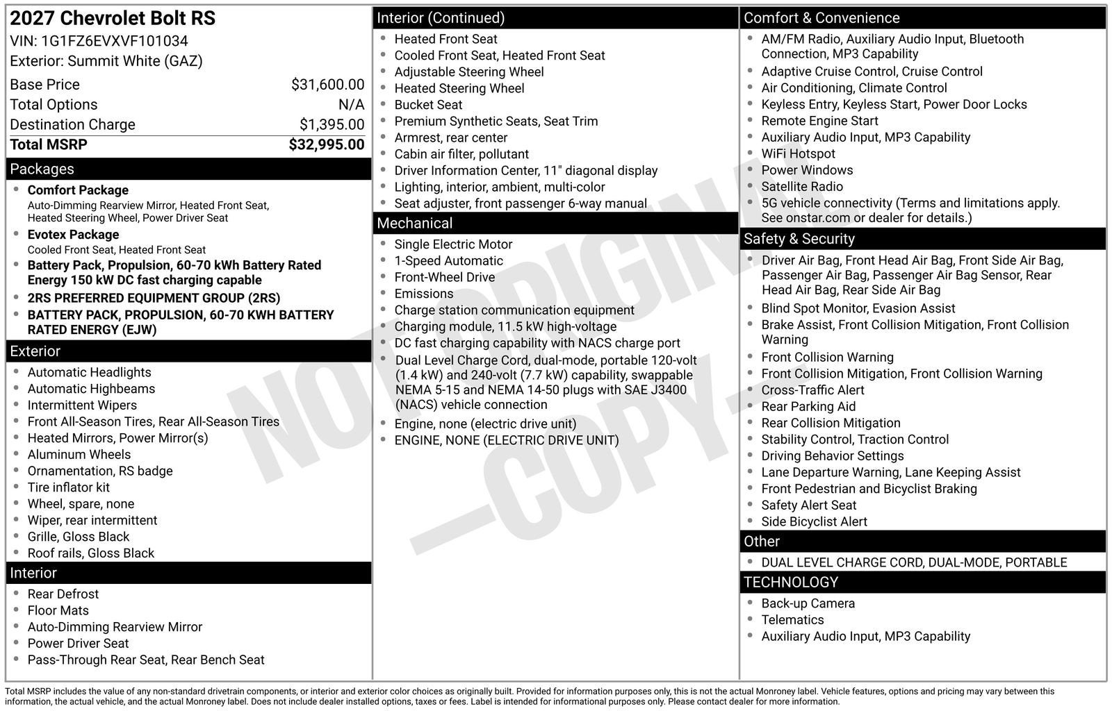 2027 Chevrolet Bolt RS