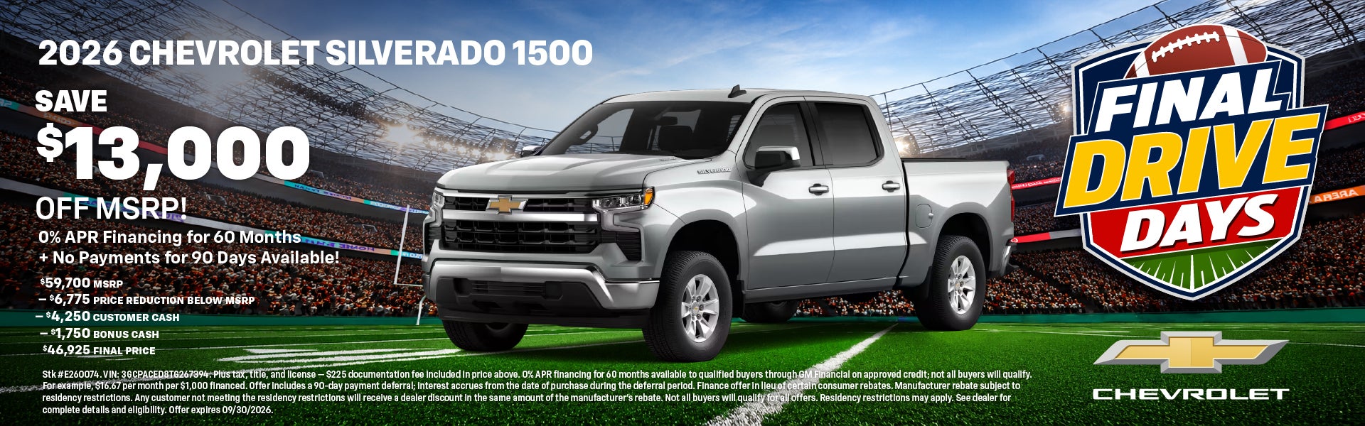 2026 Chevrolet Silverado 1500 — Save $13,000 + 0% APR for 60